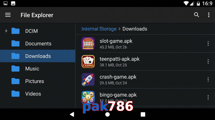 Main screen of Pak786 gameapk page for PK players